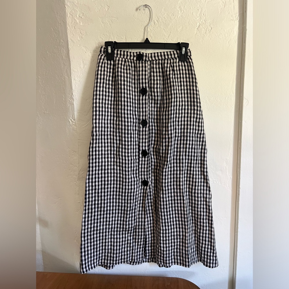 100% linen gingham reformation skirt